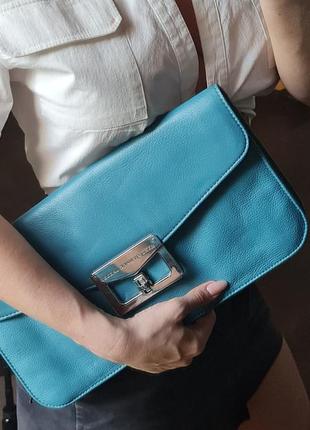 Клатч marc by marc jacobs оригінал блакитний шкіряний