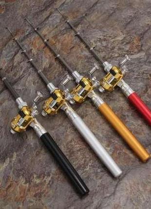 Удочка складная с катушкой и леской, телескопическая, fishing rod in pen case, блесной, удочка ручка7 фото