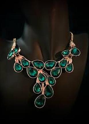 Роскошное изумрудное колье/ожерелье "fashion jewerly"1 фото