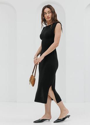 Літня в`язана сукня чорна з вирізом на спині6 фото