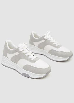 Кросівки жіночі екошкіра, колір біло-сірий, 243r186-1503 фото