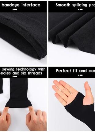 Мітенки дуже тонкі захисні рукави без пальців чорного кольору з написом lets silim3 фото