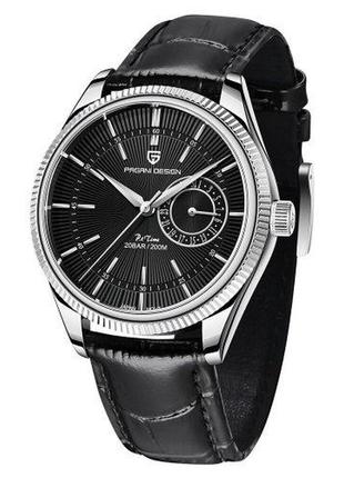 Часы кварцевые pagani design pd-1689 silver-black, мужские, кварцевый механизм, 20 атм, металлические, d c4 фото