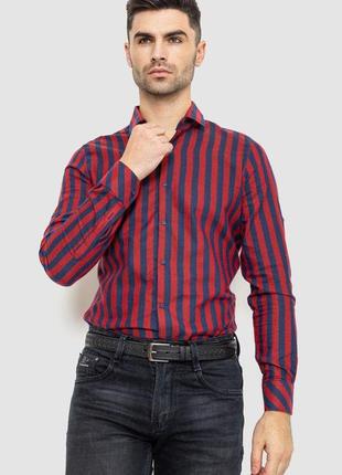 Сорочка чоловіча в смужку байкова, колір бордово-синій, 214r61-95-001