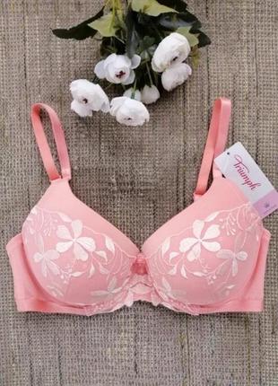 Персиковый бюстгальтер на большую грудь triumph sexy angel 75d