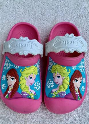 Кроксы сабо шлёпки объемной аппликацией anna&elsa disney frozen