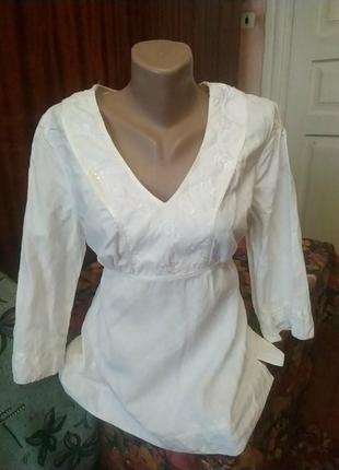Белая блуза 100% лен