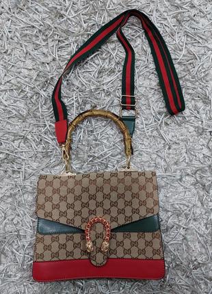 Шикарна сумка gucci с бамбуковой ручкой.