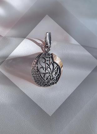 🔹️подвеска серебро с золотом фианит белый