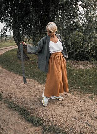 Лляна спідниця напівкльош