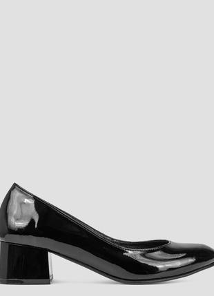 Туфлі-човники жіночі чорні натуральна шкіра лакована україна alromaro — розмір 36 (23,5 см) (модель: