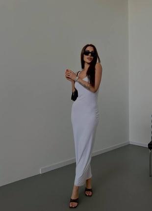 🌈4! реал! шикарное женское длинное макси платье белое белое белое женское платье на бретелях длинное максы платье женское облегающее вискоза