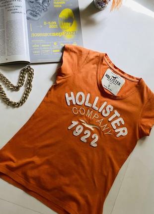 Жіноча помаранчева футболка hollister 🧡