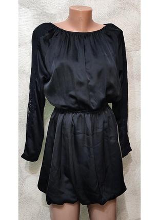 Guarapo итальялия платье шелковое черная с гипюром кружечное новогоднее праздничное вечернее трендовое модное3 фото