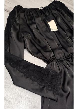 Guarapo італія сукня плаття шовкова чорна с гіпюром кружевна новорічна святкова вечірня трендова модна5 фото