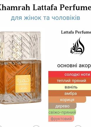Khamrah lattafa perfumes парф. вода для жінок і чоловіків розпив затест🔥🔥🔥2 фото