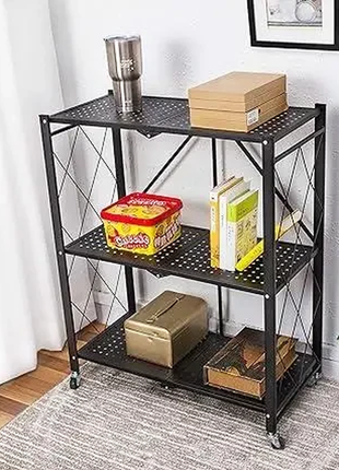 Этажерка складная трехуровневая с вращающимися колесами 3f,