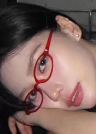 Очки y2k у2к овальные эллипсы office siren miu miu для фотосессии имиджеви аниме компьютерные нулевые чииназес гранж красные прозрачный винтаж 5