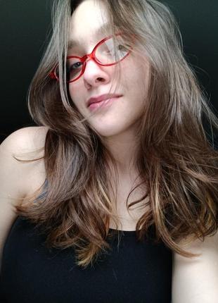 Очки y2k у2к овальные эллипсы office siren miu miu для фотосессии имиджеви аниме компьютерные нулевые чииназес гранж красные прозрачный винтаж 4