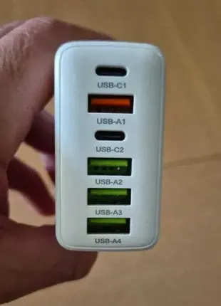 Зарядное устройство multi-port 65w на 6 портов, белый - новый