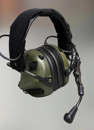 Наушники тактические earmor m32, активные, со съёмным микрофоном и гарнитурой, цвет – олива