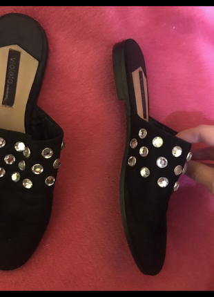 Мюли шльопанці шлепки мюли в стиле zara лофери замш