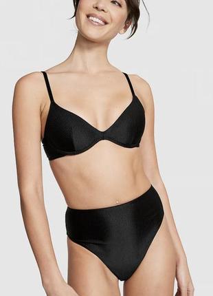 Victoria secret pink черный лиф топ пуш-ап купальник s