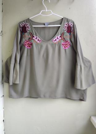 Оригинальная женская вышитая блуза оверсайз в стиле вышиванки lindex индия5 фото