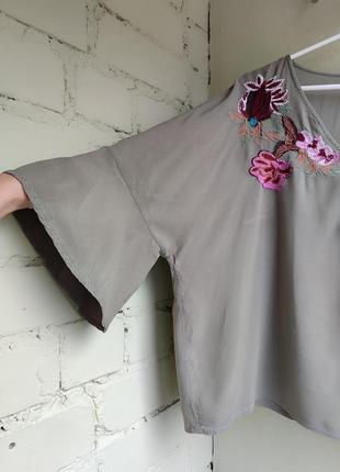 Оригинальная женская вышитая блуза оверсайз в стиле вышиванки lindex индия2 фото