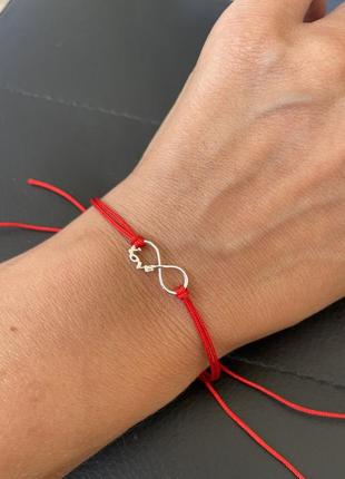Красная нить серебро 925 браслет красный серебряный оберег бесконечность 9355 фото