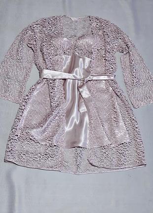 Атласная ночная с халатом jeremi, р. м