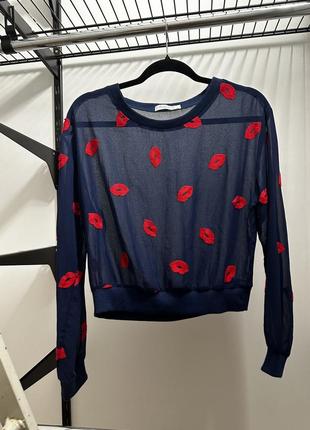 Блузка женская полупрозрачная укороченная нехватка