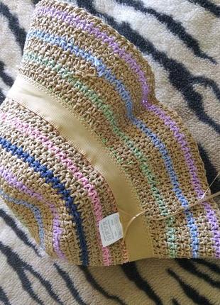 Женская соломенная вязанная шляпа шляпка панама панамка соломенная бумажная