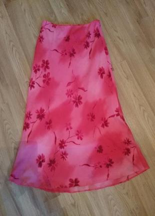Юбка длинная розовая шифон