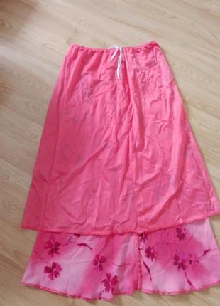 Юбка длинная розовая шифон3 фото