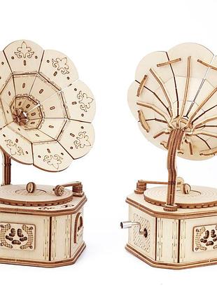 Деревянная музыкальная шкатулка граммофон с мелодией бетховен - к элизе (beethoven - fur e...