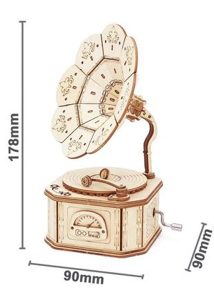 Деревянная музыкальная шкатулка граммофон с мелодией бетховен - к элизе (beethoven - fur e...