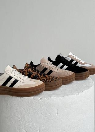 Кеды из натуральной кожи и замши женские на платформе