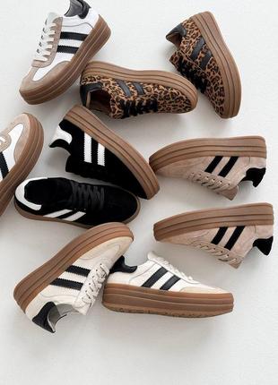 Кеды из натуральной кожи и замши женские на платформе