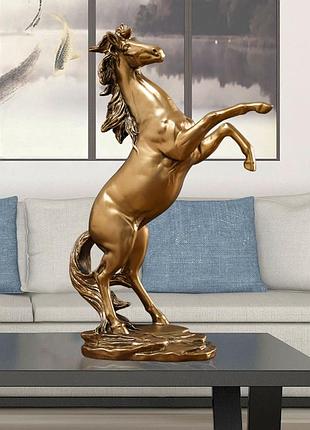 Золотая статуэтка лошади 295 мм. статуэтка лошадь золотая. лошадь на дыбах
