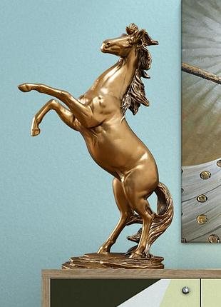 Золотая статуэтка лошади 295 мм. статуэтка лошадь золотая. лошадь на дыбах