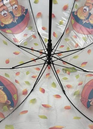 Детский прозрачный зонт-трость полуавтомат с яркими рисунками мишек от rain proof, с...