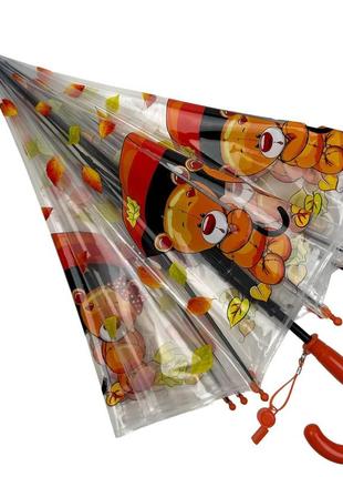 Детский прозрачный зонт-трость полуавтомат с яркими рисунками мишек от rain proof, с...