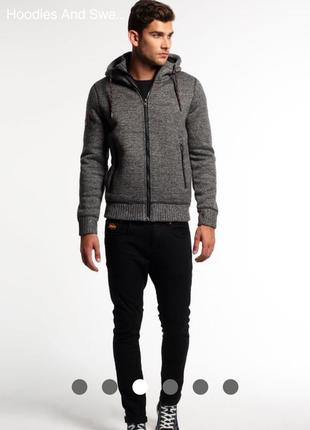 Мегаклассная фирменная утеплённая кофта с капюшоном на молнии superdry3 фото