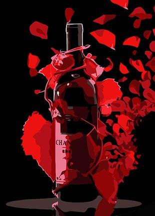 Картина за номерами strateg преміум червоне вино на чорному фоні розміром 40х50 см (ah1020)