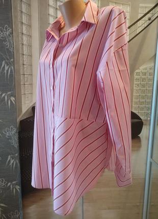 Рожева в полоску сорочка оверсайз