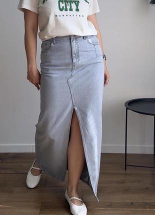 Zara джинсовая юбка макси!
