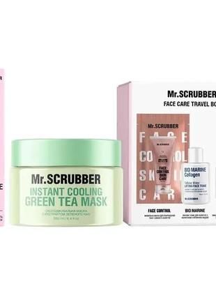 Охолоджувальна маска для обличчя mr.face instant cooling green tea mask з екстрактом зеленого чаю, 220 g. +тревел-набір