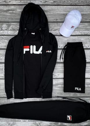 Мужской комплект fila 5в1 | спортивный костюм фила на осень кофта + штаны + шорты + футболка + кепка в подарок
