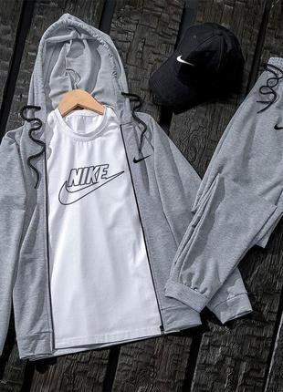 Чоловічий спортивний костюм nike 4в1 штани + кофта + футболка + кепка | спортивний костюм найк на осінь